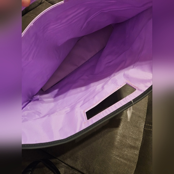 CLINIQUE  Large Tote Bag Purple Square 17" x 15" x 3" NWT - Picture 9 of 12